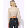 imageAllegra K Cropped Leather Jacket for Womens Concert PU Motorcycle JacketApricot