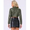 imageAllegra K Cropped Leather Jacket for Womens Concert PU Motorcycle JacketArmy Green