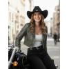 imageAllegra K Cropped Leather Jacket for Womens Concert PU Motorcycle JacketArmy Green