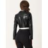 imageAllegra K Cropped Leather Jacket for Womens Concert PU Motorcycle JacketBlack