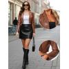 imageAllegra K Cropped Leather Jacket for Womens Concert PU Motorcycle JacketBrown