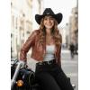 imageAllegra K Cropped Leather Jacket for Womens Concert PU Motorcycle JacketBrown