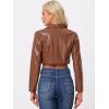 imageAllegra K Cropped Leather Jacket for Womens Concert PU Motorcycle JacketBrown