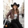 imageAllegra K Cropped Leather Jacket for Womens Concert PU Motorcycle JacketCoffee