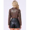 imageAllegra K Cropped Leather Jacket for Womens Concert PU Motorcycle JacketCoffee