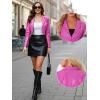 imageAllegra K Cropped Leather Jacket for Womens Concert PU Motorcycle JacketHot Pink