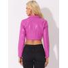 imageAllegra K Cropped Leather Jacket for Womens Concert PU Motorcycle JacketHot Pink