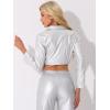 imageAllegra K Cropped Leather Jacket for Womens Concert PU Motorcycle JacketSilver