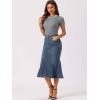 imageAllegra K Denim Jean Skirt for Women Casual Washed High Waisted Fishtail Midi Jean SkirtsGrey Blue