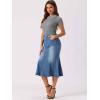 imageAllegra K Denim Jean Skirt for Women Casual Washed High Waisted Fishtail Midi Jean SkirtsSky Blue