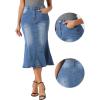imageAllegra K Denim Jean Skirt for Women Casual Washed High Waisted Fishtail Midi Jean SkirtsSky Blue