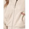 imageAllegra K Faux Suede Cropped Coat for Womens Stand Collar Zip Up Biker Moto Bomber JacketsBeige