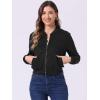 imageAllegra K Faux Suede Cropped Coat for Womens Stand Collar Zip Up Biker Moto Bomber JacketsBlack