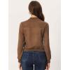imageAllegra K Faux Suede Cropped Coat for Womens Stand Collar Zip Up Biker Moto Bomber JacketsBrown