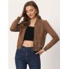 imageAllegra K Faux Suede Cropped Coat for Womens Stand Collar Zip Up Biker Moto Bomber JacketsBrown
