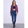 imageAllegra K Faux Suede Cropped Coat for Womens Stand Collar Zip Up Biker Moto Bomber JacketsDark Purple