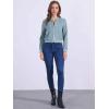 imageAllegra K Faux Suede Cropped Coat for Womens Stand Collar Zip Up Biker Moto Bomber JacketsGrey Blue