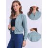 imageAllegra K Faux Suede Cropped Coat for Womens Stand Collar Zip Up Biker Moto Bomber JacketsGrey Blue