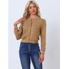 imageAllegra K Faux Suede Cropped Coat for Womens Stand Collar Zip Up Biker Moto Bomber JacketsKhaki