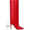 imageAllegra K Knee High Boots Women Pointed Toe Stiletto Heel Shark Boots Fold Over Boots for WomenRed