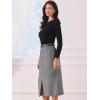 imageAllegra K Midi Pencil Skirt for Women Vintage Fall High Waisted Slit Office Work Skirts with BeltBlack White