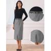 imageAllegra K Midi Pencil Skirt for Women Vintage Fall High Waisted Slit Office Work Skirts with BeltBlack White