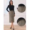 imageAllegra K Midi Pencil Skirt for Women Vintage Fall High Waisted Slit Office Work Skirts with BeltBrown