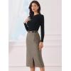imageAllegra K Midi Pencil Skirt for Women Vintage Fall High Waisted Slit Office Work Skirts with BeltBrown