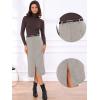 imageAllegra K Midi Pencil Skirt for Women Vintage Fall High Waisted Slit Office Work Skirts with BeltCoffee