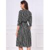 imageAllegra K Pleated Dress for Womens Puff Half Sleeve Crew Neck Casual ALine DressesBlack
