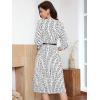 imageAllegra K Pleated Dress for Womens Puff Half Sleeve Crew Neck Casual ALine DressesWhite