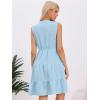 imageAllegra K Sleeveless Dress for Womens Tiered A Line V Neck Fitted Waist Casual Dresses with PocketsLight Blue