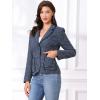 imageAllegra K Tweed Blazer for Womens Notch Lapel Long Sleeve 2025 Fall Elegant Business Casual JacketDark Blue