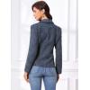 imageAllegra K Tweed Blazer for Womens Notch Lapel Long Sleeve 2025 Fall Elegant Business Casual JacketDark Blue