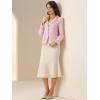 imageAllegra K Tweed Blazer for Womens Notch Lapel Long Sleeve 2025 Fall Elegant Business Casual JacketPink