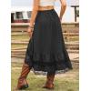 imageAllegra K Western Skirt for Women Lace Ruffled Hem Asymmetrical High Waist Boho Flowy Maxi SkirtBlack