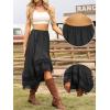 imageAllegra K Western Skirt for Women Lace Ruffled Hem Asymmetrical High Waist Boho Flowy Maxi SkirtBlack
