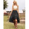 imageAllegra K Western Skirt for Women Lace Ruffled Hem Asymmetrical High Waist Boho Flowy Maxi SkirtBlack