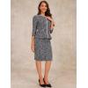 imageAllegra K Womens 2 Piece Skirt Sets 34 Sleeve Collarless Tweed Jacket Pencil Skirt Set Elegant Business Casual OutfitBlack