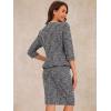 imageAllegra K Womens 2 Piece Skirt Sets 34 Sleeve Collarless Tweed Jacket Pencil Skirt Set Elegant Business Casual OutfitBlack