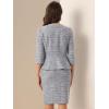 imageAllegra K Womens 2 Piece Skirt Sets 34 Sleeve Collarless Tweed Jacket Pencil Skirt Set Elegant Business Casual OutfitGray Blue