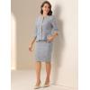 imageAllegra K Womens 2 Piece Skirt Sets 34 Sleeve Collarless Tweed Jacket Pencil Skirt Set Elegant Business Casual OutfitGray Blue