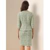 imageAllegra K Womens 2 Piece Skirt Sets 34 Sleeve Collarless Tweed Jacket Pencil Skirt Set Elegant Business Casual OutfitGreen