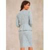 imageAllegra K Womens 2 Piece Skirt Sets 34 Sleeve Collarless Tweed Jacket Pencil Skirt Set Elegant Business Casual OutfitLight Blue