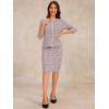 imageAllegra K Womens 2 Piece Skirt Sets 34 Sleeve Collarless Tweed Jacket Pencil Skirt Set Elegant Business Casual OutfitPink
