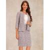 imageAllegra K Womens 2 Piece Skirt Sets 34 Sleeve Collarless Tweed Jacket Pencil Skirt Set Elegant Business Casual OutfitPink