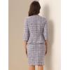 imageAllegra K Womens 2 Piece Skirt Sets 34 Sleeve Collarless Tweed Jacket Pencil Skirt Set Elegant Business Casual OutfitPurple