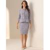imageAllegra K Womens 2 Piece Skirt Sets 34 Sleeve Collarless Tweed Jacket Pencil Skirt Set Elegant Business Casual OutfitPurple