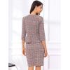 imageAllegra K Womens 2 Piece Skirt Sets 34 Sleeve Collarless Tweed Jacket Pencil Skirt Set Elegant Business Casual OutfitRed