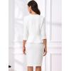 imageAllegra K Womens 2 Piece Skirt Sets 34 Sleeve Collarless Tweed Jacket Pencil Skirt Set Elegant Business Casual OutfitWhite